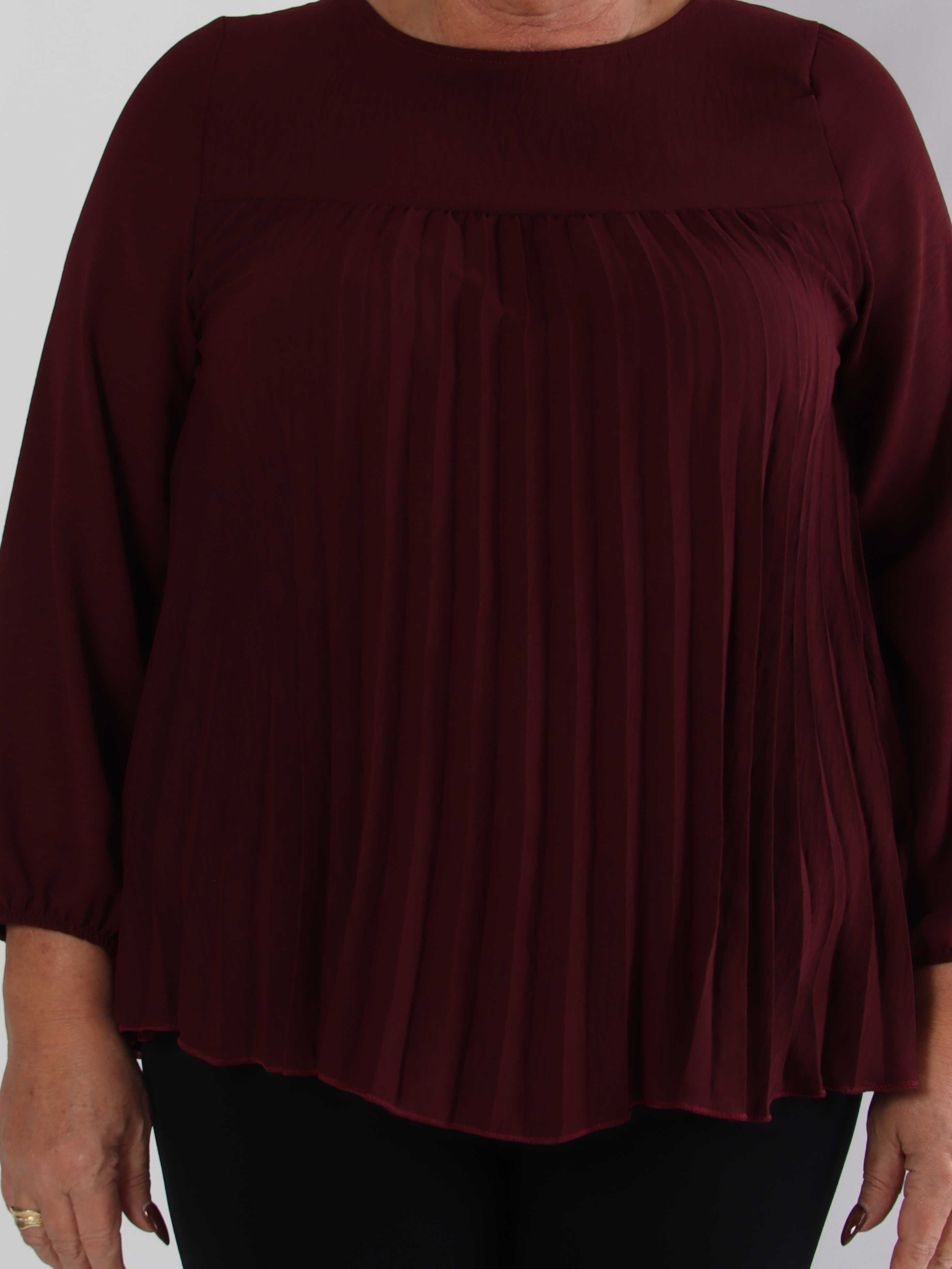 Nancy Shirt L/S - Sød plus size bluse med plisseringer